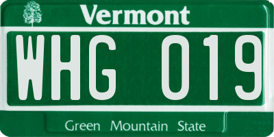 VT license plate WHG019