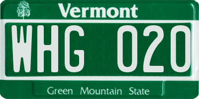 VT license plate WHG020