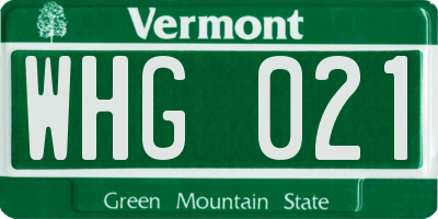 VT license plate WHG021