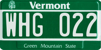 VT license plate WHG022