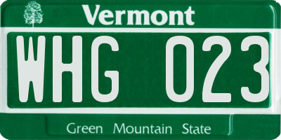 VT license plate WHG023