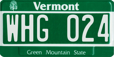 VT license plate WHG024