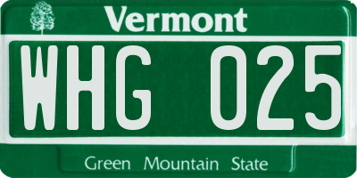 VT license plate WHG025