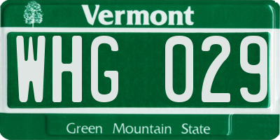 VT license plate WHG029