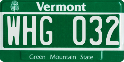 VT license plate WHG032