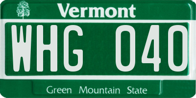 VT license plate WHG040
