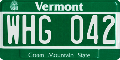 VT license plate WHG042