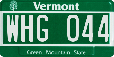VT license plate WHG044