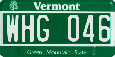 VT license plate WHG046