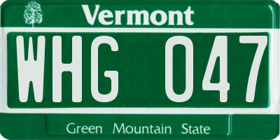 VT license plate WHG047