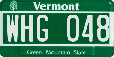 VT license plate WHG048