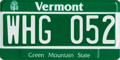 VT license plate WHG052