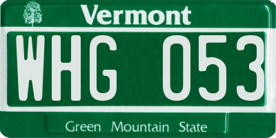 VT license plate WHG053