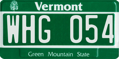 VT license plate WHG054