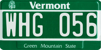 VT license plate WHG056