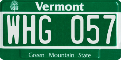 VT license plate WHG057