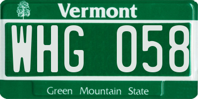VT license plate WHG058