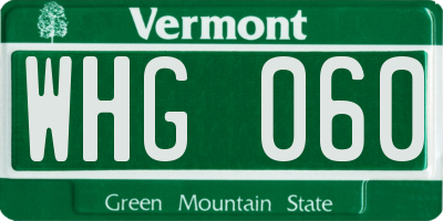 VT license plate WHG060