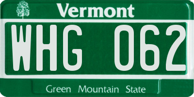 VT license plate WHG062