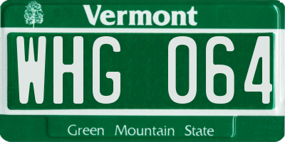 VT license plate WHG064