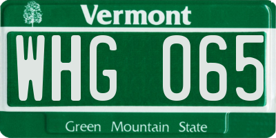 VT license plate WHG065