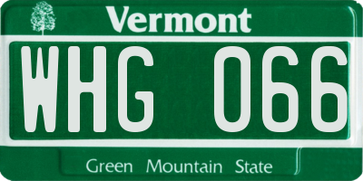 VT license plate WHG066