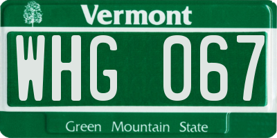 VT license plate WHG067