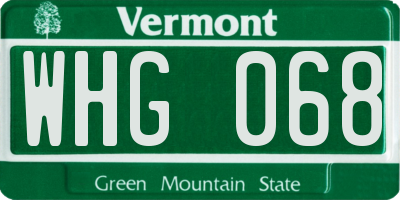 VT license plate WHG068