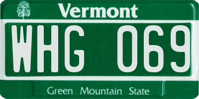 VT license plate WHG069