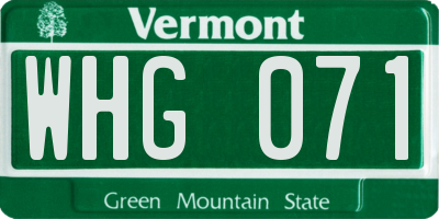 VT license plate WHG071