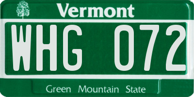 VT license plate WHG072