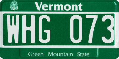 VT license plate WHG073