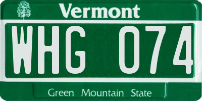VT license plate WHG074