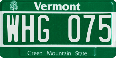VT license plate WHG075