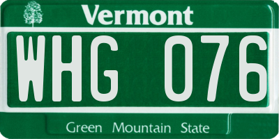 VT license plate WHG076