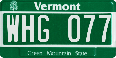 VT license plate WHG077