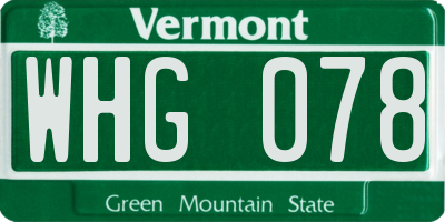 VT license plate WHG078