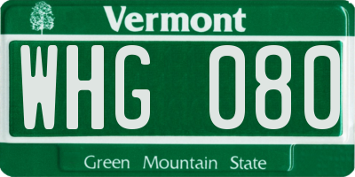 VT license plate WHG080