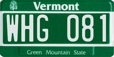 VT license plate WHG081