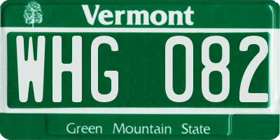 VT license plate WHG082