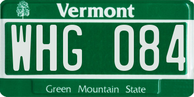 VT license plate WHG084