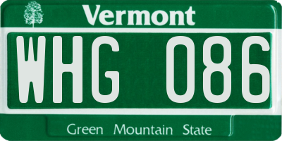 VT license plate WHG086