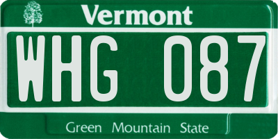 VT license plate WHG087