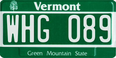 VT license plate WHG089