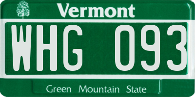 VT license plate WHG093