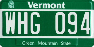 VT license plate WHG094
