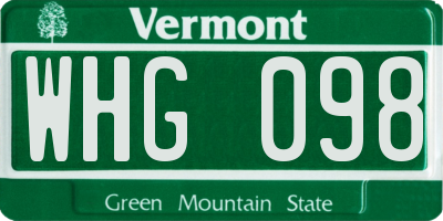 VT license plate WHG098