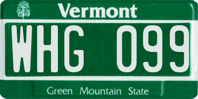 VT license plate WHG099