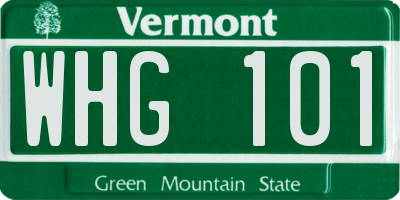 VT license plate WHG101
