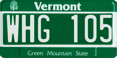 VT license plate WHG105